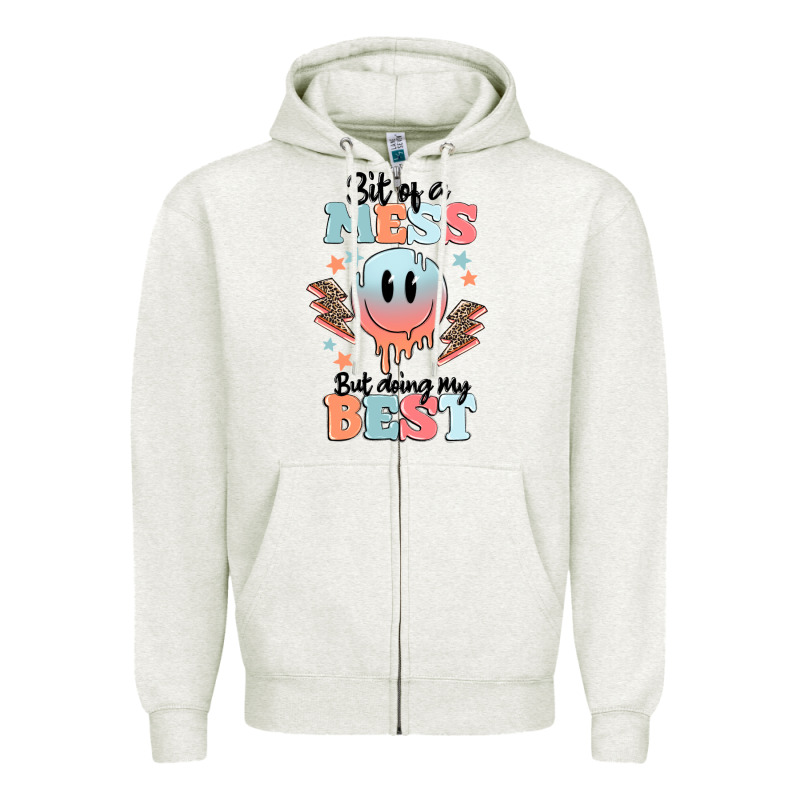 Bit Of A Mess But Doing My Best Zipper Hoodie by MaliasSmallBusiness | Teevron