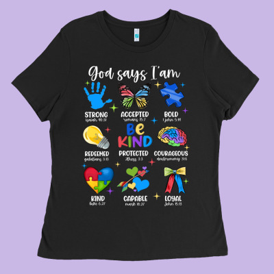 God Says I Am Autism Ladies Tee Designed By Jahusdesignshop