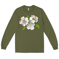 Army Green Hawthorn Flower Illustrations Long Sleeve Tee - LillyAllenDesigns