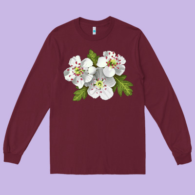 Hawthorn Flower Illustrations Long Sleeve Tee Designed By Lillyallendesigns