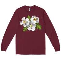 Burgundy Hawthorn Flower Illustrations Long Sleeve Tee - LillyAllenDesigns