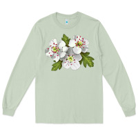 Matcha Hawthorn Flower Illustrations Long Sleeve Tee - LillyAllenDesigns