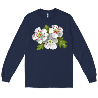 Navy Hawthorn Flower Illustrations Long Sleeve Tee - LillyAllenDesigns