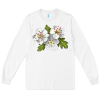 White Hawthorn Flower Illustrations Long Sleeve Tee - LillyAllenDesigns