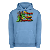 Pigment Pebble Blue steppin into juneteenth heels Urban Hoodie - CowGirlArtShop
