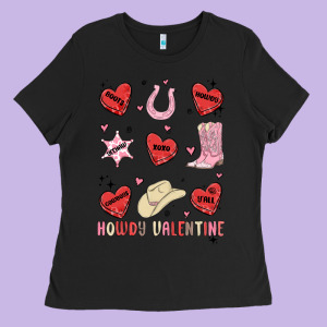 Howdy Valentine Copy Ladies Tee Designed By Maliassmallbusiness