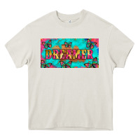 Cream dreamer with butterfly and tie dye  licance  plate Heavy Core Tee - Artiststas