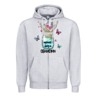 Heather Grey grandma preview costom name Zipper Hoodie - MaliasSmallBusiness