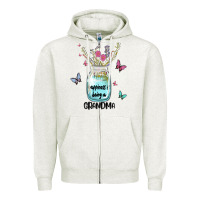 Oatmeal Heather grandma preview costom name Zipper Hoodie - MaliasSmallBusiness