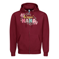 Burgundy blessed nana Zipper Hoodie - MaliasSmallBusiness