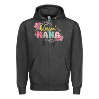 Charcoal Heather blessed nana Zipper Hoodie - MaliasSmallBusiness