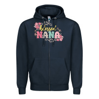 Navy blessed nana Zipper Hoodie - MaliasSmallBusiness