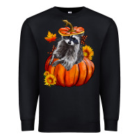 Black Fall Pumpkin Raccoon Premium Sweatshirt - LillyAllenDesigns