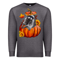 Charcoal Heather Fall Pumpkin Raccoon Premium Sweatshirt - LillyAllenDesigns