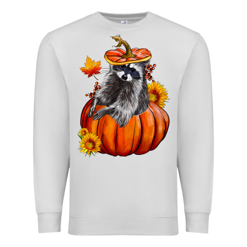 Fall Pumpkin Raccoon Premium Sweatshirt by LillyAllenDesigns | Teevron