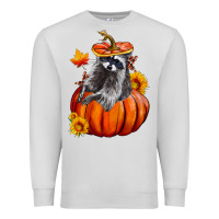 Dove Grey Fall Pumpkin Raccoon Premium Sweatshirt - LillyAllenDesigns