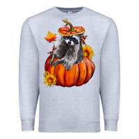 Heather Grey Fall Pumpkin Raccoon Premium Sweatshirt - LillyAllenDesigns