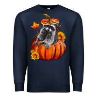 Navy Fall Pumpkin Raccoon Premium Sweatshirt - LillyAllenDesigns