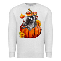 Oatmeal Heather Fall Pumpkin Raccoon Premium Sweatshirt - LillyAllenDesigns