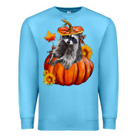 Ocean Blue Fall Pumpkin Raccoon Premium Sweatshirt - LillyAllenDesigns
