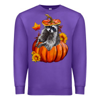 Purple Fall Pumpkin Raccoon Premium Sweatshirt - LillyAllenDesigns