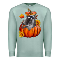 Seafoam Fall Pumpkin Raccoon Premium Sweatshirt - LillyAllenDesigns