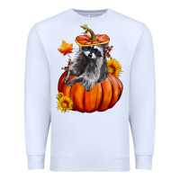 White Fall Pumpkin Raccoon Premium Sweatshirt - LillyAllenDesigns