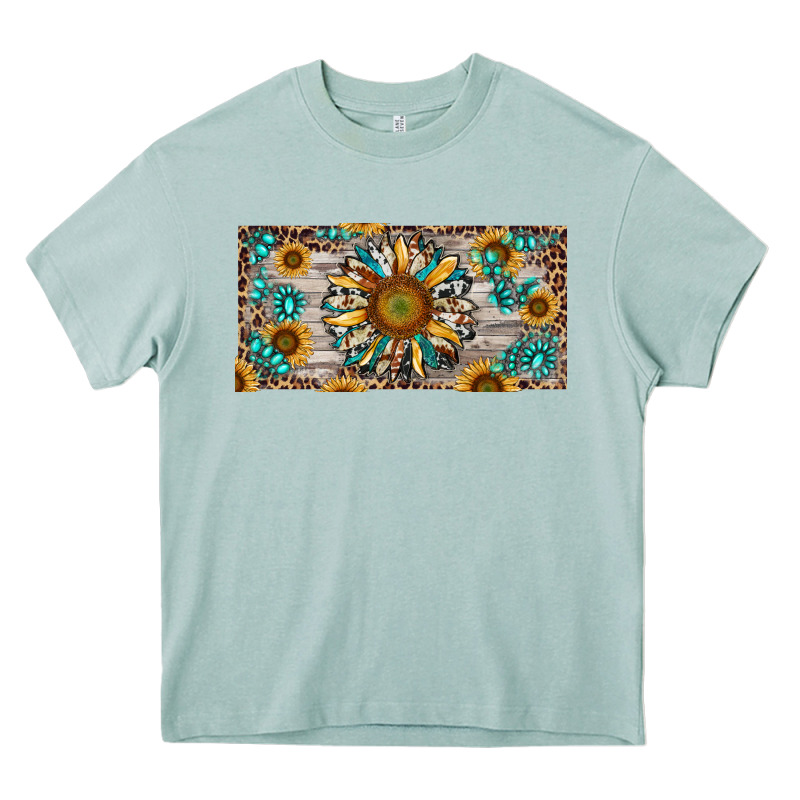 Western Sunflower And Gemstone License Plate Heavy Core Tee by RanaPortraitStore | Teevron