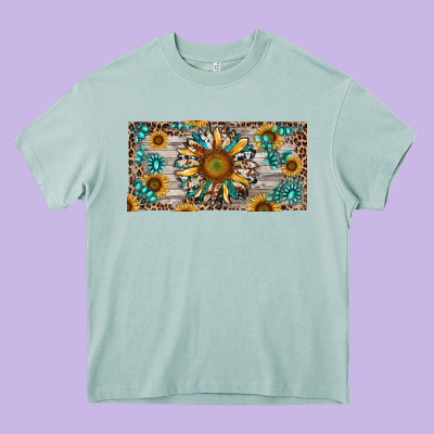 Heavy Core Tee western sunflower and gemstone license plate