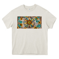 Cream western sunflower and gemstone license plate Heavy Core Tee - RanaPortraitStore