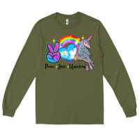 Army Green peace love unicorn Long Sleeve Tee - LillyAllenDesigns