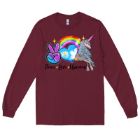 Burgundy peace love unicorn Long Sleeve Tee - LillyAllenDesigns