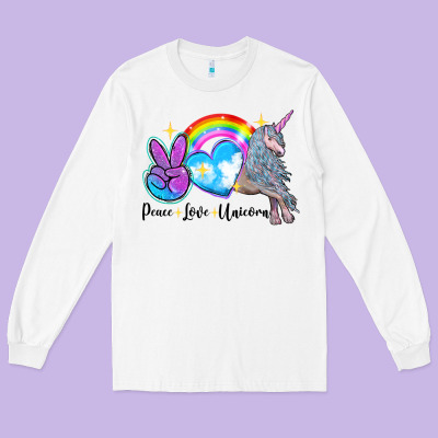 Peace Love Unicorn Long Sleeve Tee Designed By Lillyallendesigns