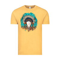 Vintage Mustard bull skull indian headdress Vintage Tee - JahusDesignShop