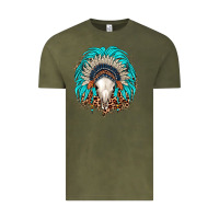 Vintage Olive bull skull indian headdress Vintage Tee - JahusDesignShop