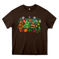 Chocolate Brown christmas trees with basketball Heavy Core Tee - Zillion Design Studio