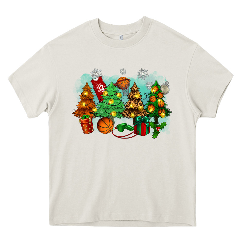 Christmas Trees With Basketball Heavy Core Tee by Zillion Design Studio | Teevron