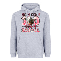 Heather Grey holy cow 100 days of school Heavyweight Hoodie - LillyAllenDesigns