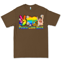 Cacao peace love rock pride Premium Tee - texasbilliewilder