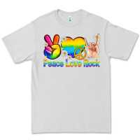 Dove Grey peace love rock pride Premium Tee - texasbilliewilder