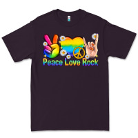 Plum peace love rock pride Premium Tee - texasbilliewilder