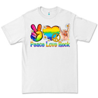 White peace love rock pride Premium Tee - texasbilliewilder