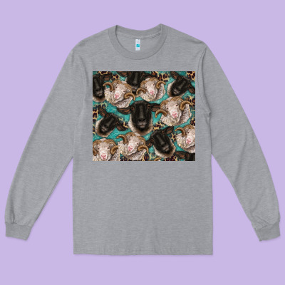 Suffolk Ewe And Merino Ram Sheeps Long Sleeve Tee Designed By Barkaloodesign