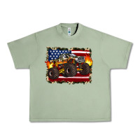 Oil Green american flag monster truck Urban Heavy Tee - Artiststas