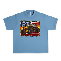 Pebble Blue american flag monster truck Urban Heavy Tee - Artiststas