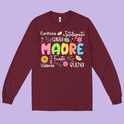 Madre Spanish Mothers Day Long Sleeve Tee Designed By Jahusdesignshop