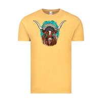 Vintage Mustard texas longhorn indian headdress Vintage Tee - JahusDesignShop