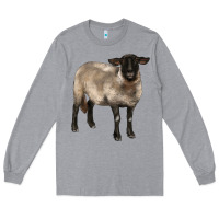 Heather Grey suffolk ewe Long Sleeve Tee - BarkalooDesign