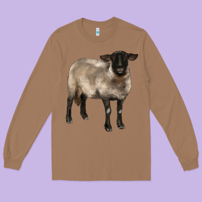 Suffolk Ewe Long Sleeve Tee Designed By Barkaloodesign