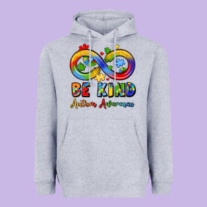 Be Kind Autism Awareness Infinity Symbol Heavyweight Hoodie Designed By Lillyallendesigns